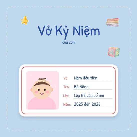 Bìa sách mẫu Vở ô ly có nhãn vở